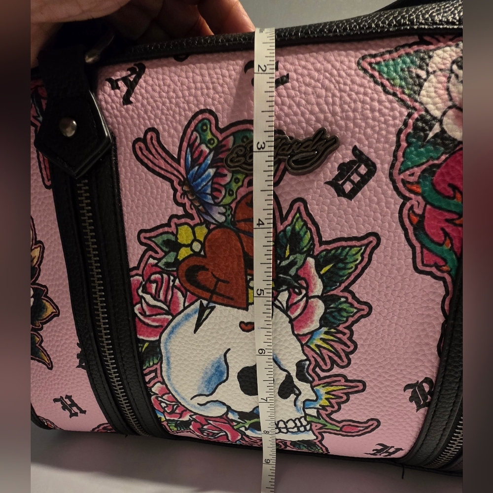 Ed Hardy Pink Skull Floral Hearts Women's Bag Satchel Crossbody NWT Retail $99 - Picture 14 of 16